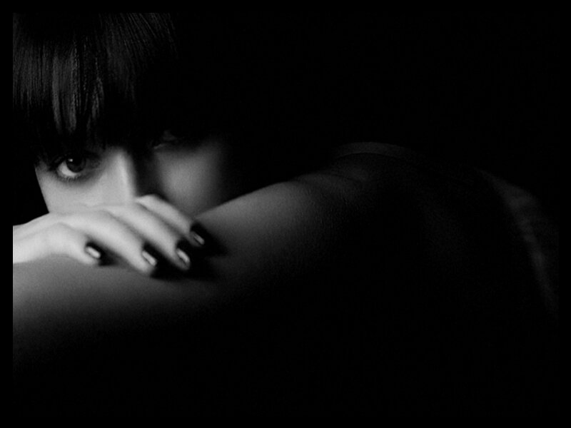 Woman with Dark Hair — Black, Dramatic, Photograph, Hand, Arm