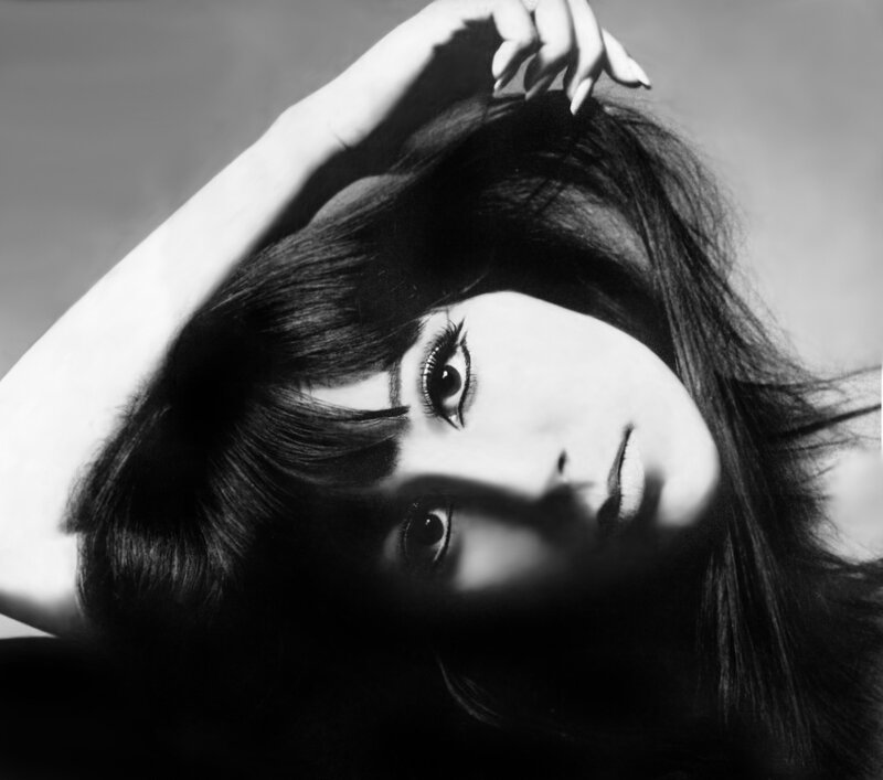Woman with Dark Hair — Black, Dramatic, Photograph, Hand, Eye