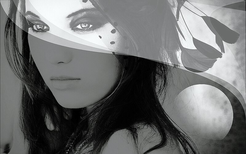 Woman with Dark Hair — Black, Dramatic, Photograph, Hat, Eyes