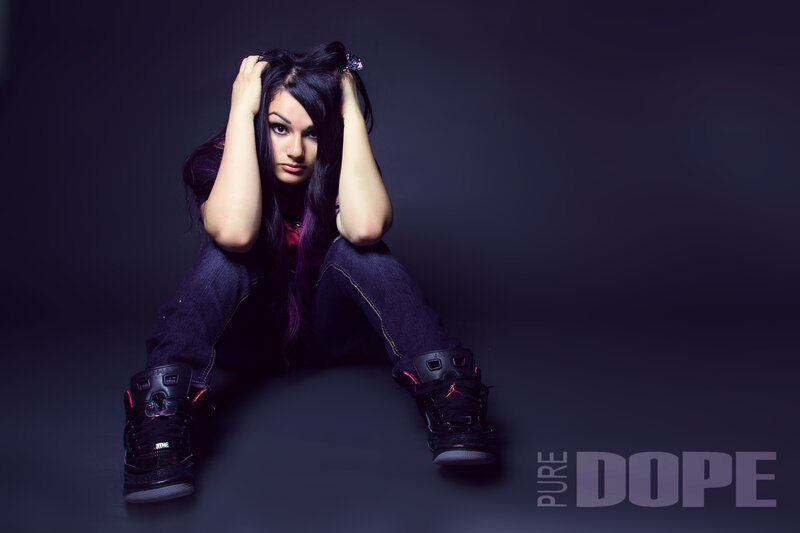 Woman with Dark Hair — Black, Dramatic, Photograph, Jeans