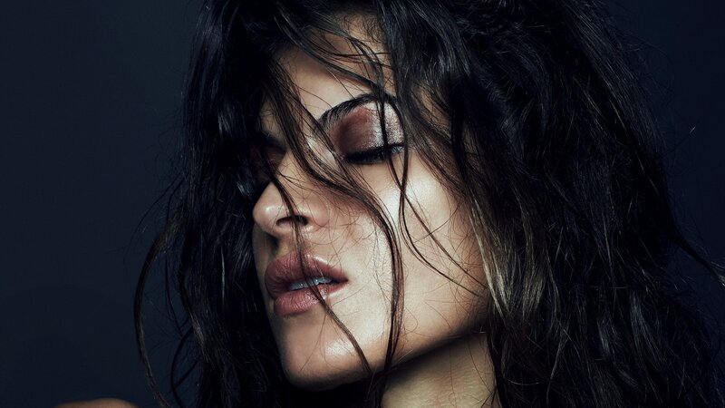 Woman with Dark Hair — Black, Dramatic, Photograph, Makeup, Face