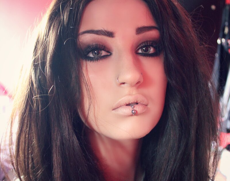 Woman with Dark Hair — Black, Dramatic, Photograph, Makeup, Piercings