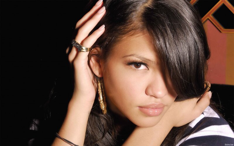 Woman with Dark Hair — Black, Dramatic, Photograph, Ring, Earrings