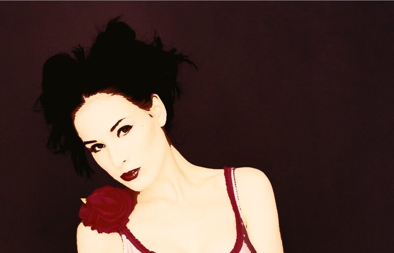Woman with Dark Hair — Black, Dramatic, Photograph, Rose