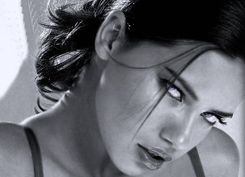 Woman with Dark Hair — Black, Dramatic, Photograph, Shoulder, Eye