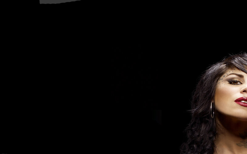 Woman with Dark Hair — Black, Dramatic, Photograph, Tattoos, Makeup