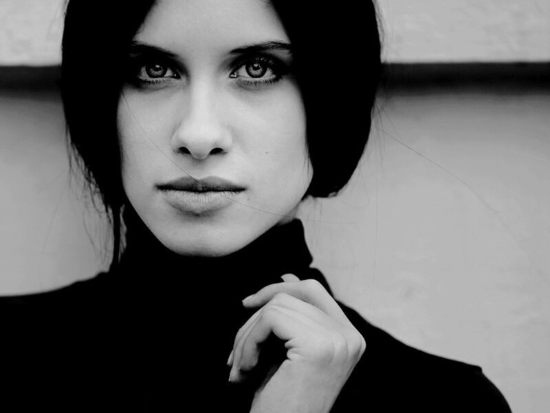 Woman with Dark Hair — Black, Dramatic, Photograph, Turtleneck