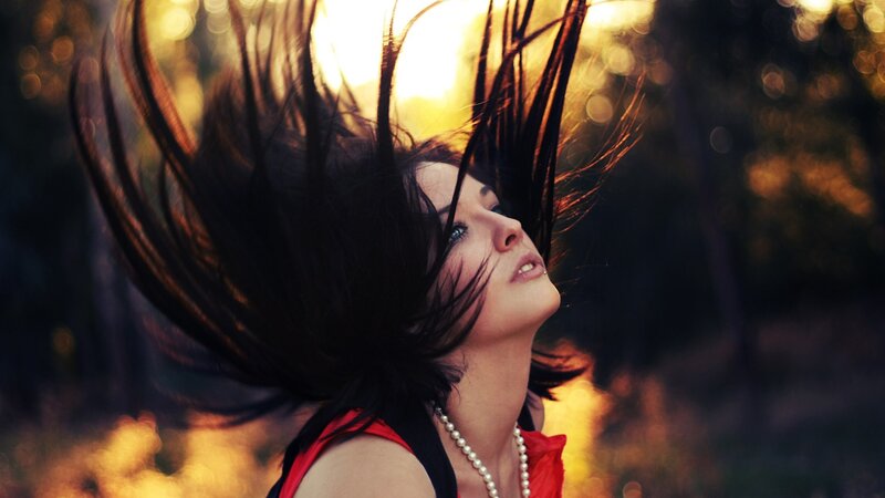 Woman with Dark Hair — Black, Dramatic, Sunset, Photograph