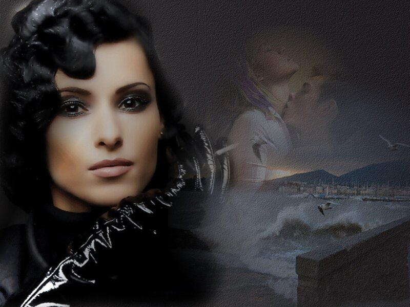 Woman with Dark Hair — Black, Dramatic, Sunset