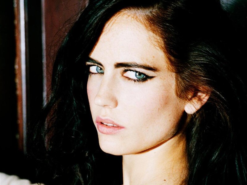 Woman with Dark Hair — Black, Intense, Photograph, Dark Hair, Blue Eyes