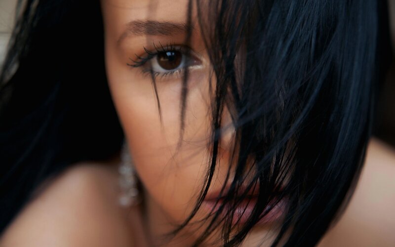 Woman with Dark Hair — Black, Intense, Photograph, Eye