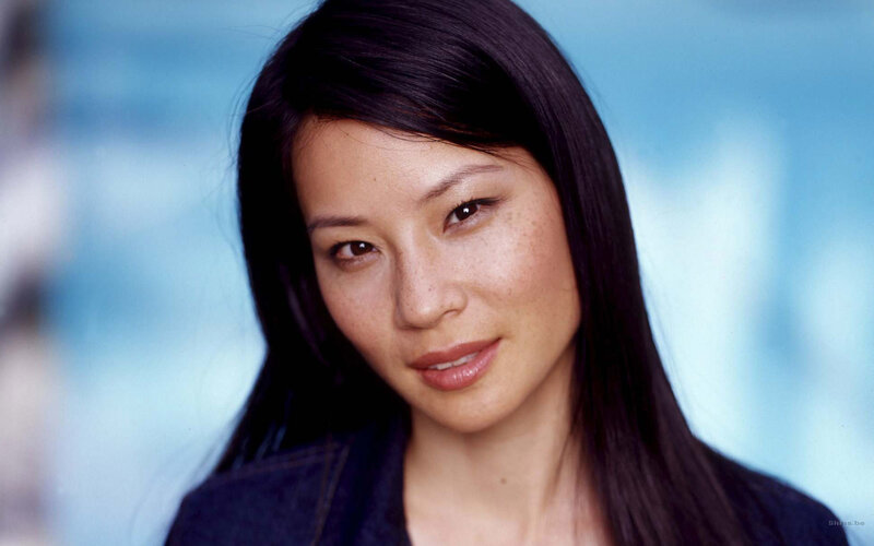 Woman with Dark Hair — Black, Neutral, Photograph, Face, Blue Background