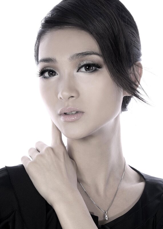 Woman with Dark Hair — Black, Neutral, Photograph, Necklace, Makeup, Black Top