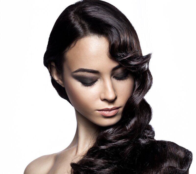 Woman with Dark Hair — Black, Serene, Photograph
