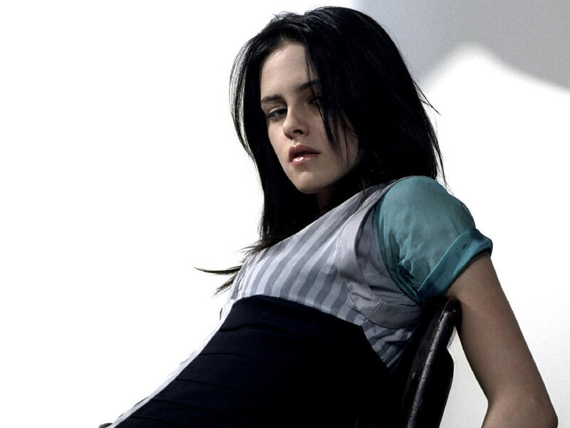 Woman with Dark Hair — Black, Serious, Photograph, Chair