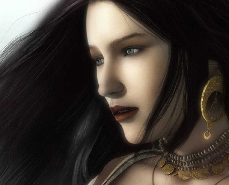 Woman with Dark Hair — Black