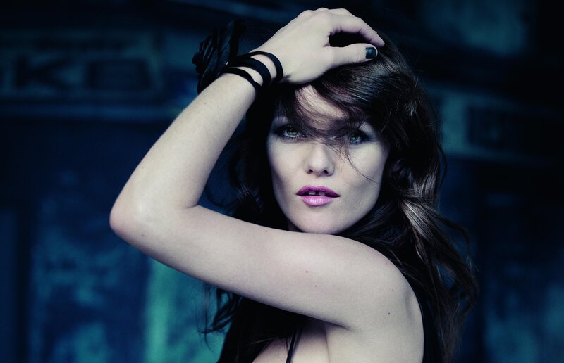 Woman with Dark Hair — Blue, Dramatic, Night, Photograph