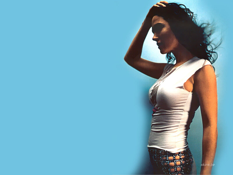 Woman with Dark Hair — Blue, Dramatic, Photograph, White Top