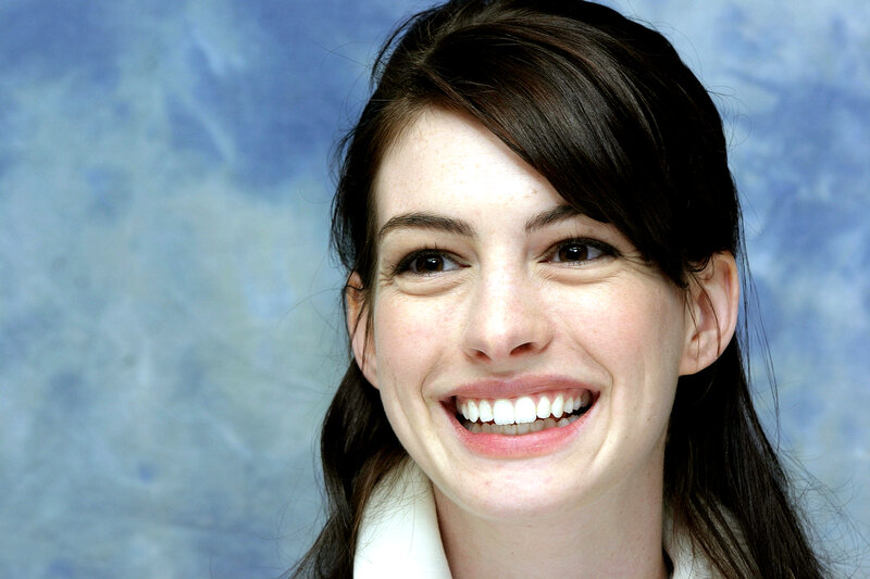 Woman with Dark Hair — Blue, Happy, Photograph