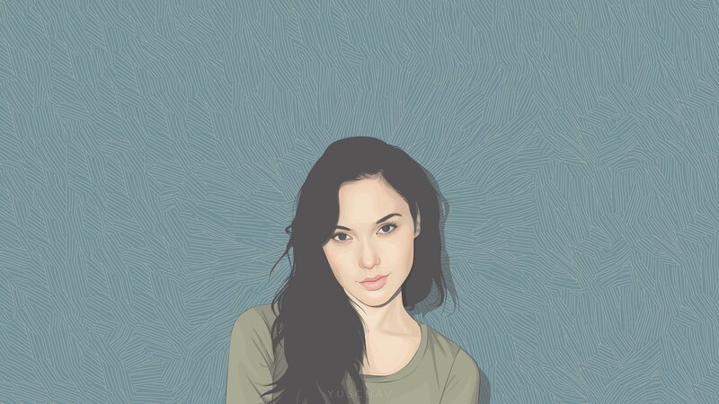 Woman with Dark Hair — Blue, Neutral, Digital Art