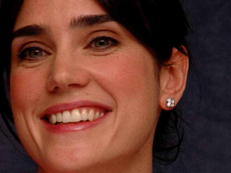 Woman with Dark Hair — Blue, Neutral, Photograph, Earring