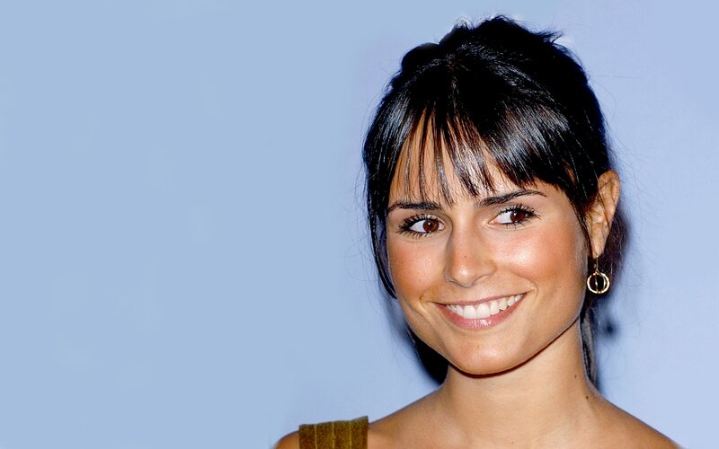 Woman with Dark Hair — Blue, Smiling, Photograph