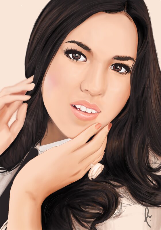 Woman with Dark Hair — Brown, Calm, Digital Art, Hand