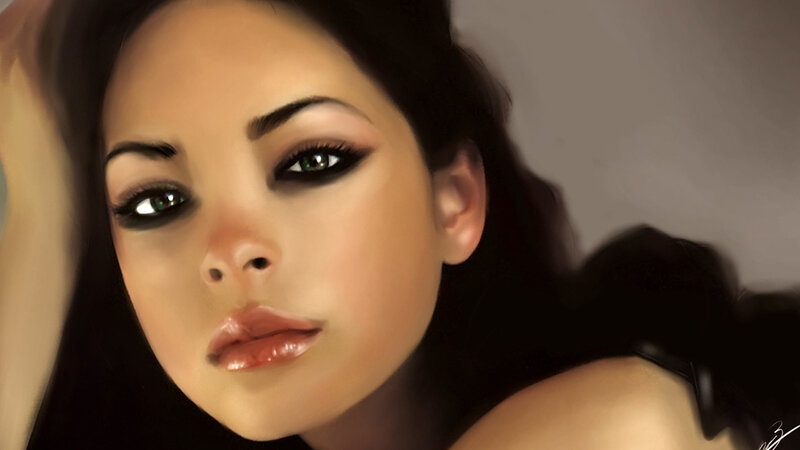 Woman with Dark Hair — Brown, Calm, Digital Art