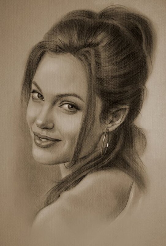 Woman with Dark Hair — Brown, Calm, Illustration
