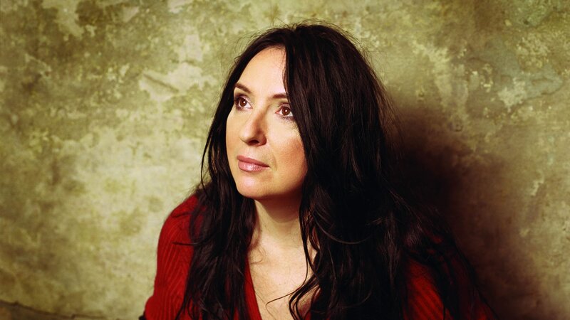 Woman with Dark Hair — Brown, Contemplative, Photograph, Red Shirt