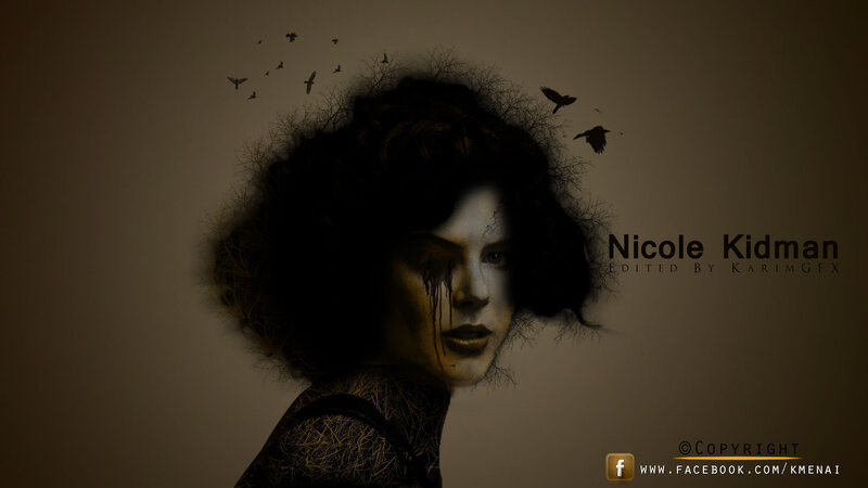 Woman with Dark Hair — Brown, Dramatic, Digital Art, Birds