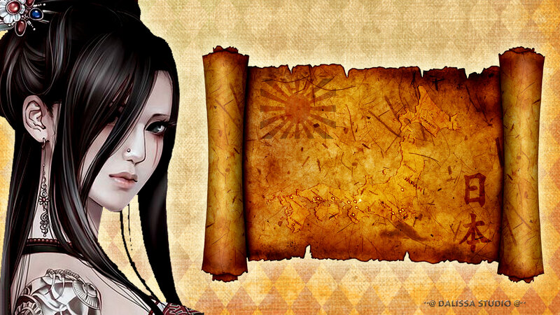 Woman with Dark Hair — Brown, Dramatic, Digital Art, Scroll