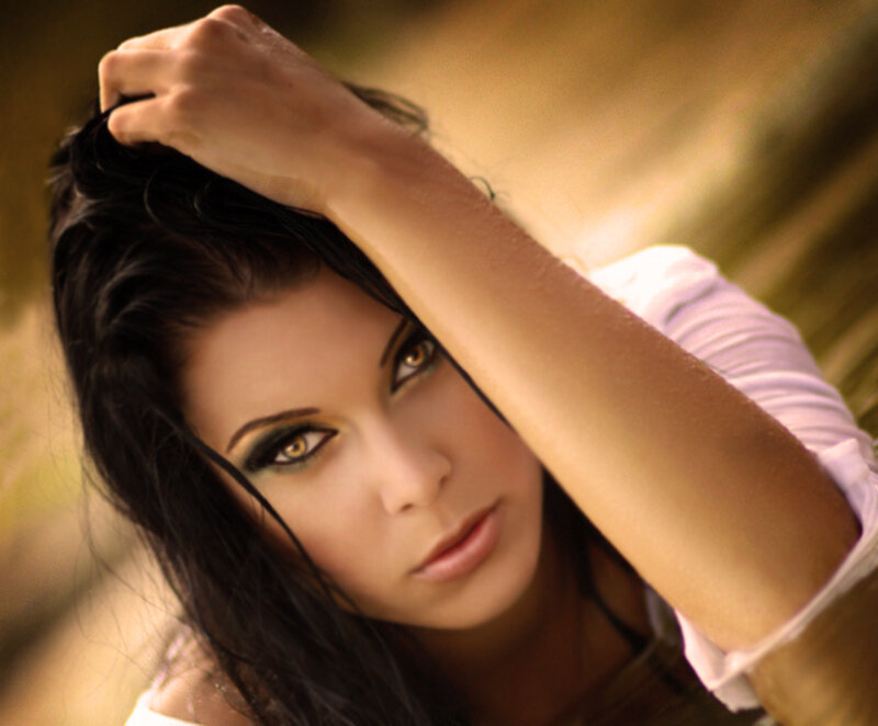 Woman with Dark Hair — Brown, Dramatic, Photograph, Arm
