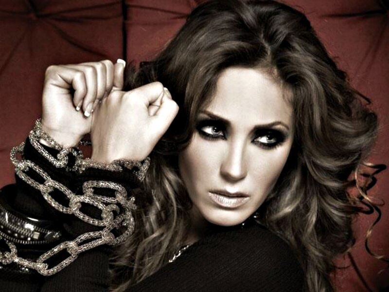Woman with Dark Hair — Brown, Dramatic, Photograph, Chains