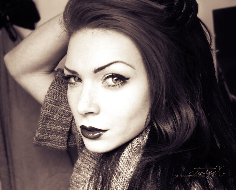 Woman with Dark Hair — Brown, Dramatic, Photograph, Scarf
