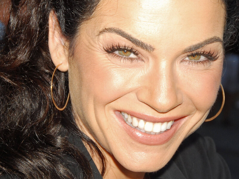 Woman with Dark Hair — Brown, Happy, Photograph, Hoop Earrings