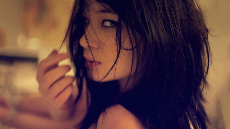 Woman with Dark Hair — Brown, Intimate, Photograph, Hand