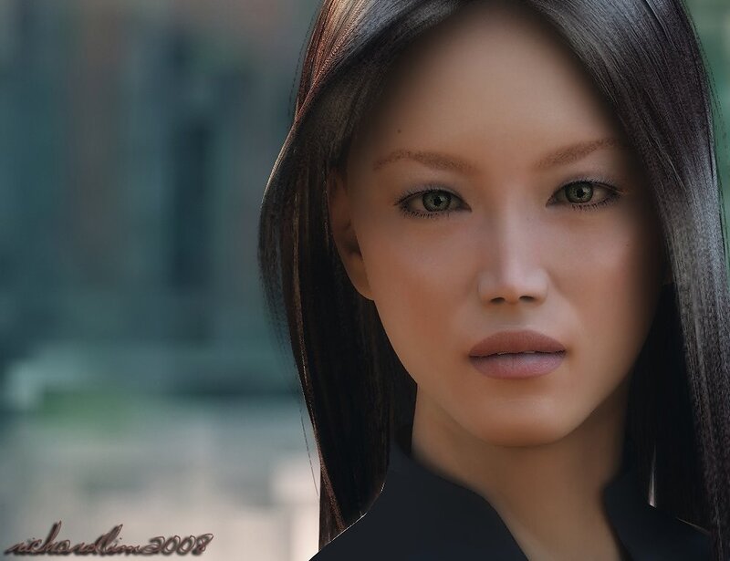 Woman with Dark Hair — Brown, Neutral, Digital Art
