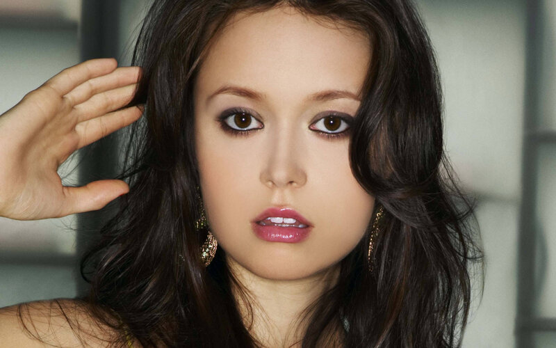 Woman with Dark Hair — Brown, Neutral, Photograph, Earrings, Hand, Makeup