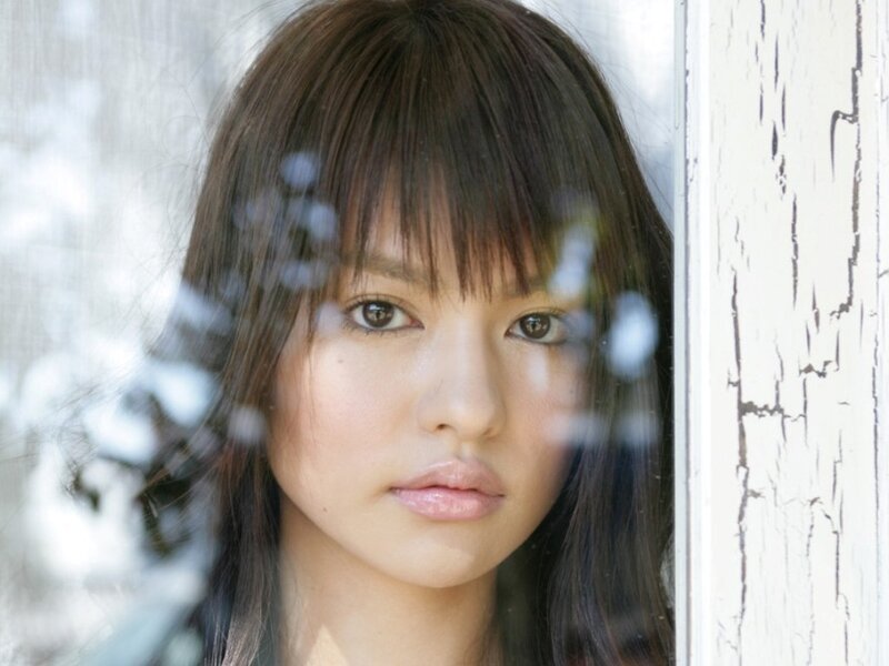 Woman with Dark Hair — Brown, Neutral, Photograph, Window