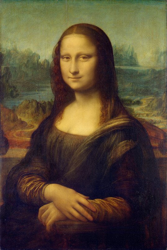 Woman with Dark Hair — Brown, Serene, Painting, Landscape, Hands