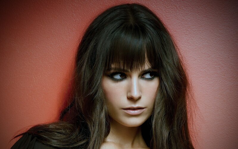 Woman with Dark Hair — Brown, Serious, Photograph, Bangs