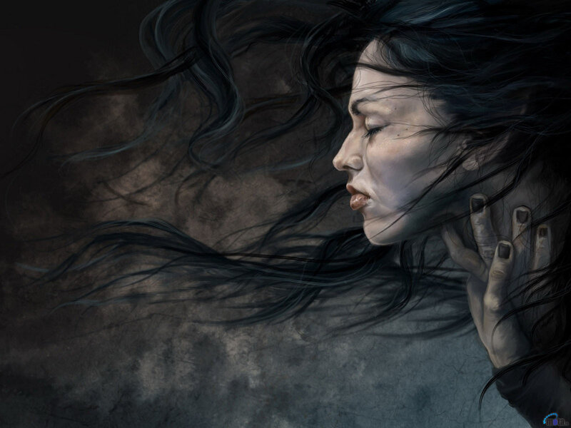 Woman with Dark Hair — Dramatic, Digital Art