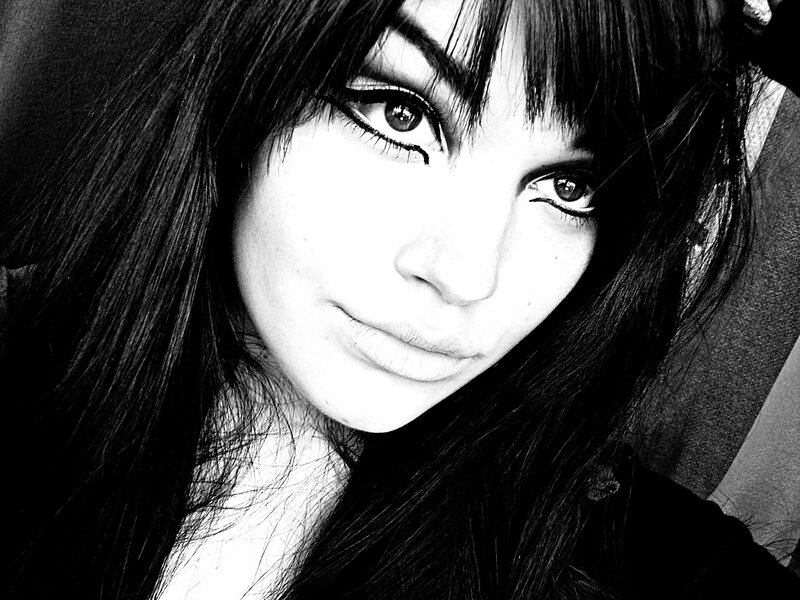 Woman with Dark Hair — Eyes, White