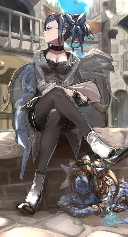 Woman with Dark Hair — Gray, Calm, Afternoon