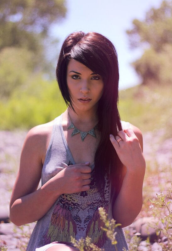 Woman with Dark Hair — Gray, Natural, Afternoon