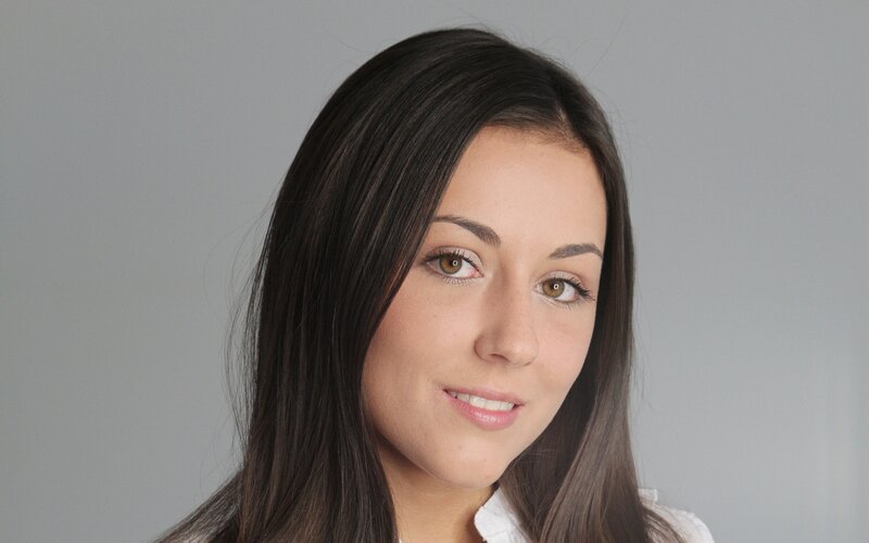 Woman with Dark Hair — Gray, Neutral, Photograph, Eyes