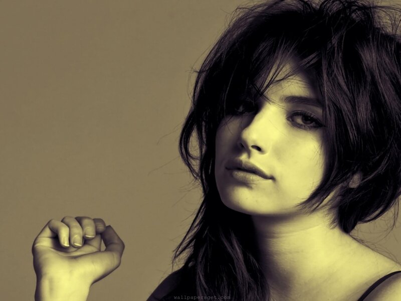 woman with dark hair in sepia