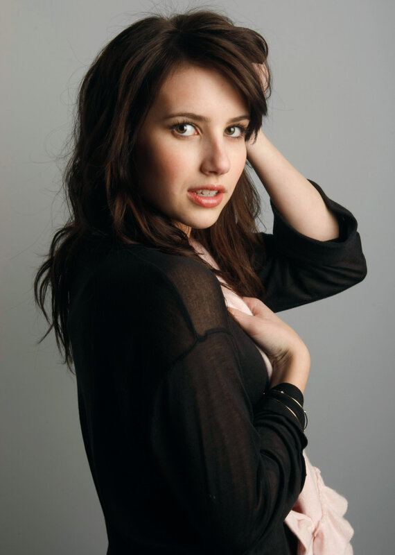 woman with dark hair in studio