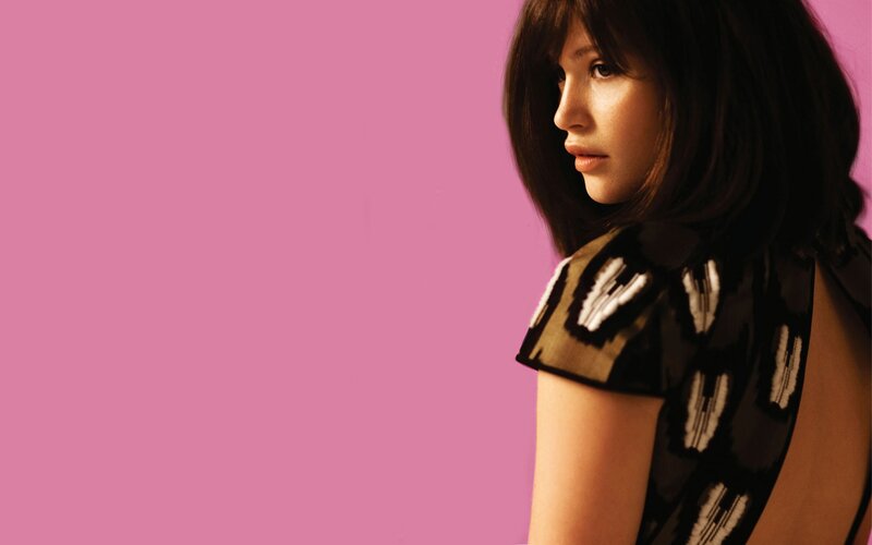 Woman with Dark Hair — Pink, Contemplative, Photograph